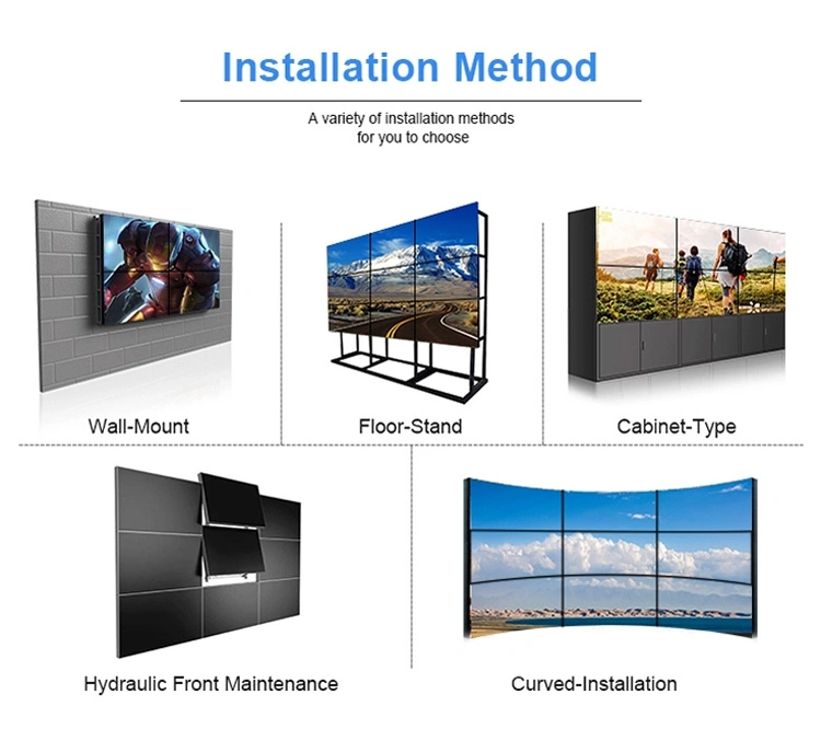 Indoor 2X2 3X3 46/49/55 Inch 4K TV 3.5mm Bezel LCD Video Wall Screen Display Monitor Advertising Display, CCTV Monitor Solution