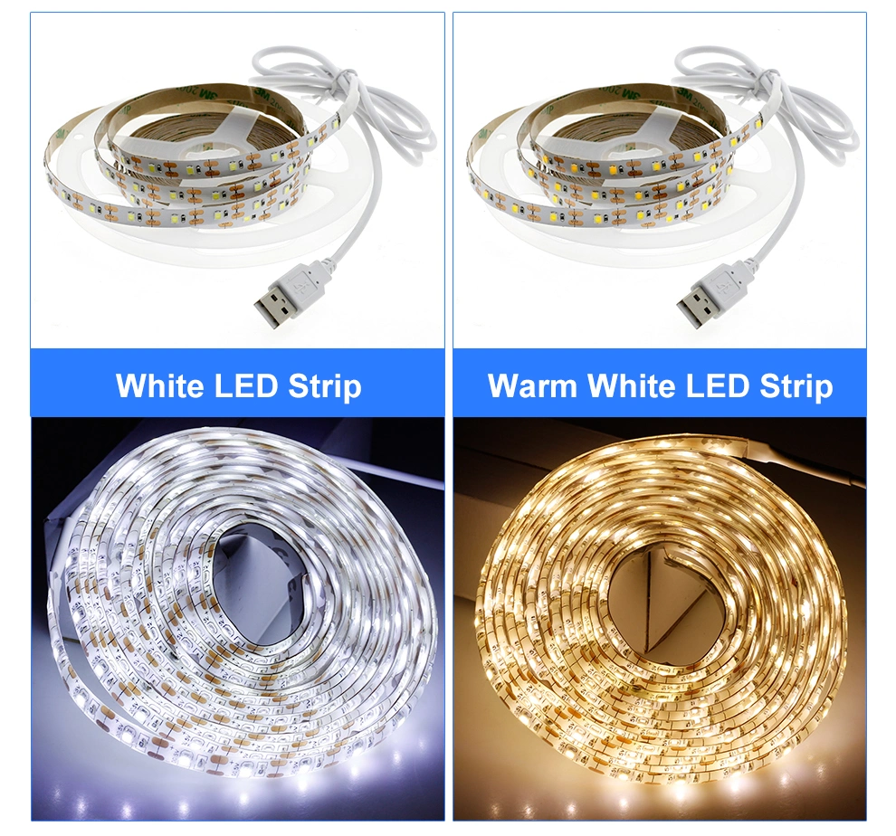 5V USB LED Strip Light 1m 2m Pink / Ice Blue / Warm White / White / RGB 2835 TV Background Lighting Decoracion Fairy Lights