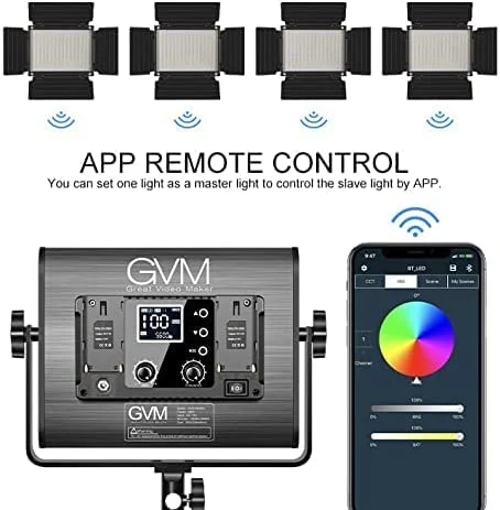 Gvm RGB LED Video Light with Bluetooth Control, 880RS 60W Photography Lighting Kit Dimmable LED Panel with LCD Screen, 3 Packs Studio Light for Youtube