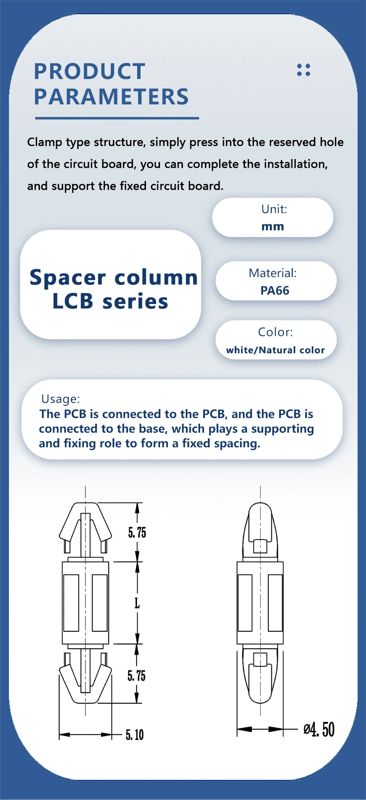 Lcb-8 Brass Standoffs Electron Plastic PCB Spacer Support