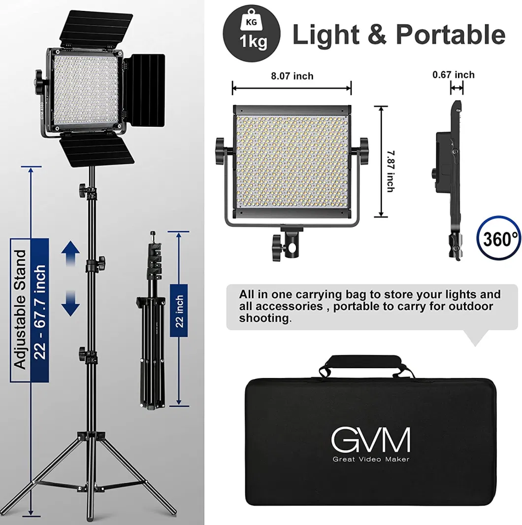 Gvm RGB Video Lighting, 360&deg; Full Color LED Video Light with APP Control, 3 Packs 850d Photography Lighting Kit CRI 97, Youtube, Aluminum Alloy