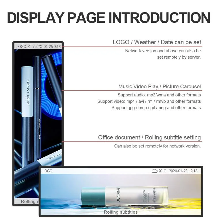 23.1 24 24.5 28 28.6 35 37 43 49.5 Inch Stretched Bar LCD Screen Digital Signage LCD Display Bar Type LCD Display