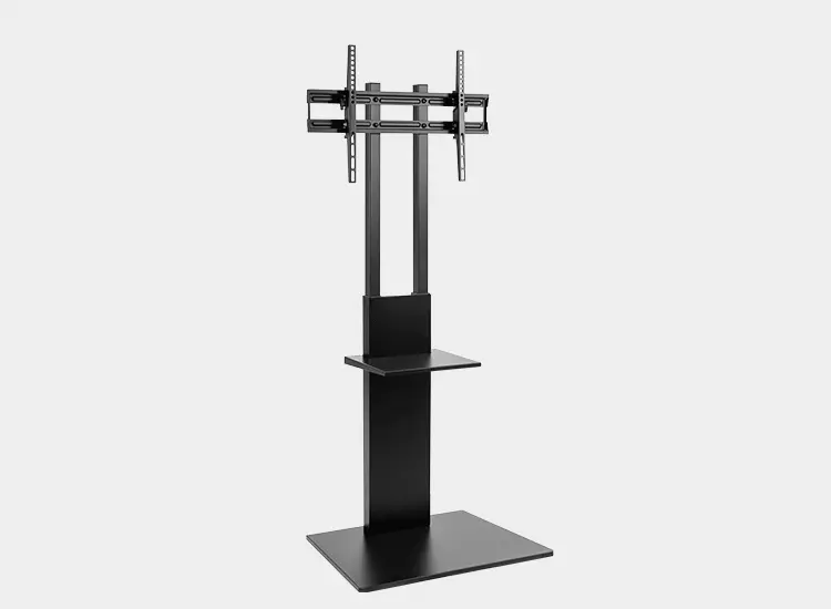 Modern Living Room Furniture Slim Height Adjustable TV Display Floor Stand with Equipment Shelf for LCD LED OLED TVs