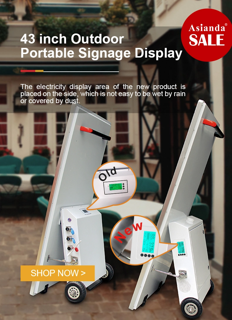 43 Inch Battery Powered Outdoor LCD Display Digital Poster Digital Signage