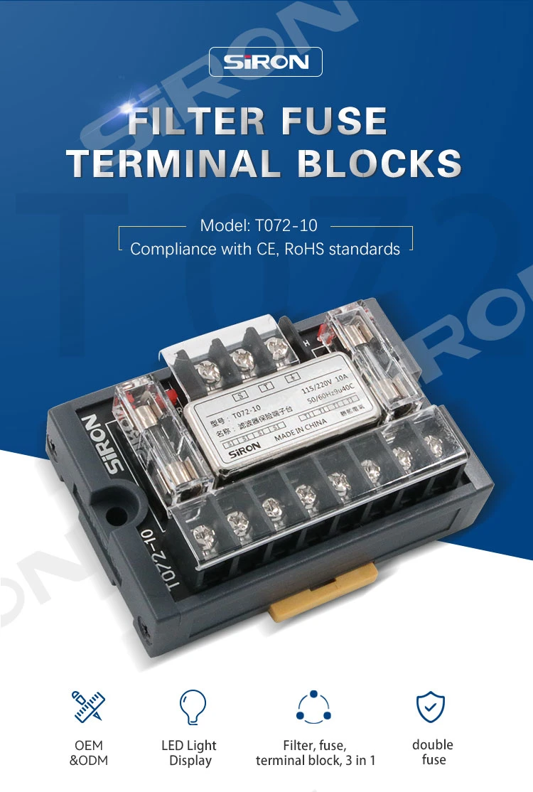 Siron T072-10 Power Supply Terminal with Filter AC Circuit Short-Circuit Protection Terminal