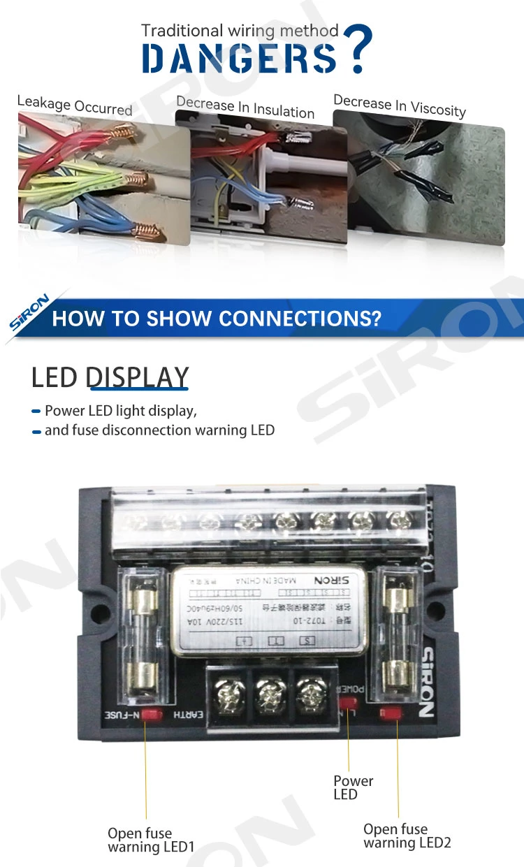 Siron T072-10 Power Supply Terminal with Filter AC Circuit Short-Circuit Protection Terminal