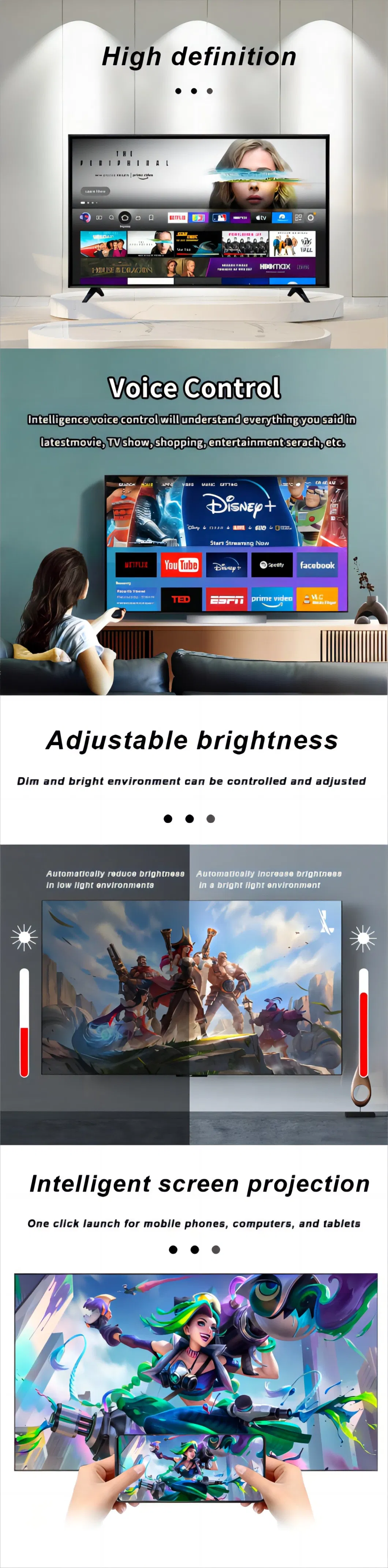 43 Inch SKD CKD Complete Ultra Slim Android Universal LED Television LED TV with USB Interface Surround Sound System