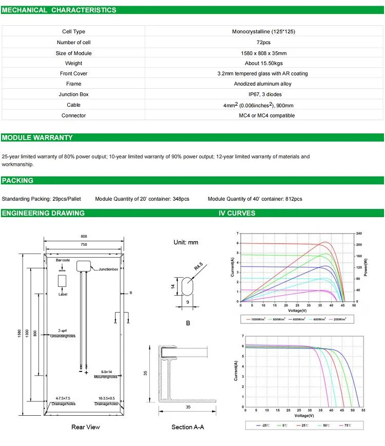 200 Watt All Black Shingle Solar Panel 300W 400W 12V 24V Solar Power Module for Rooftop