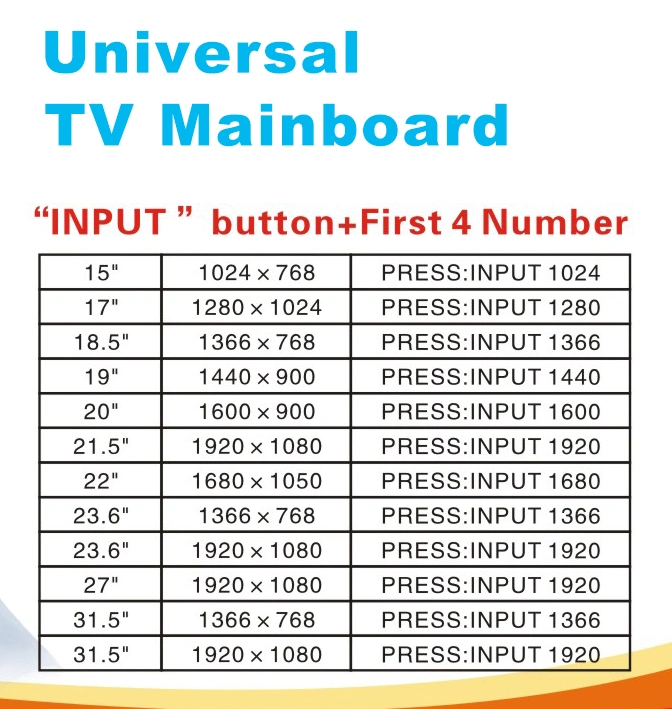 DVB T2 TV Universal Mainboard, No Need USB Disk