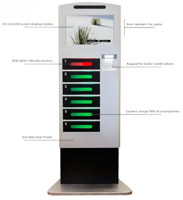 Touch Screen Free Standing Cell Phone Charging Station Kiosk/Charging Machine