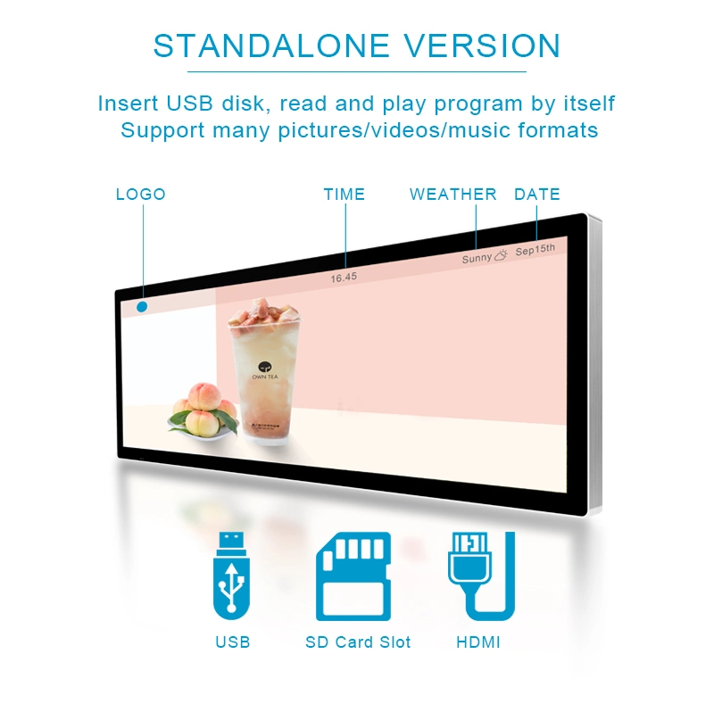 43 Inch Bar Shaped TFT IPS LCD Display Module with Touch and Driver Board Sun Readable LCD Display Screen