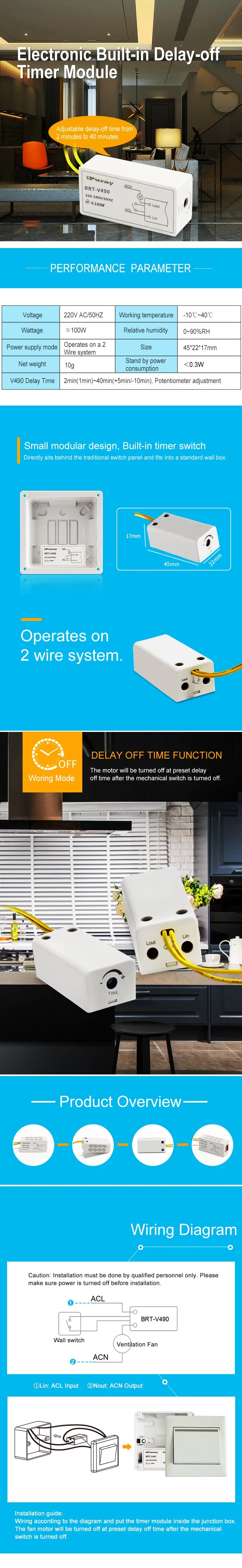 Electronic Delay-off Timer Module with Two Wire Connection