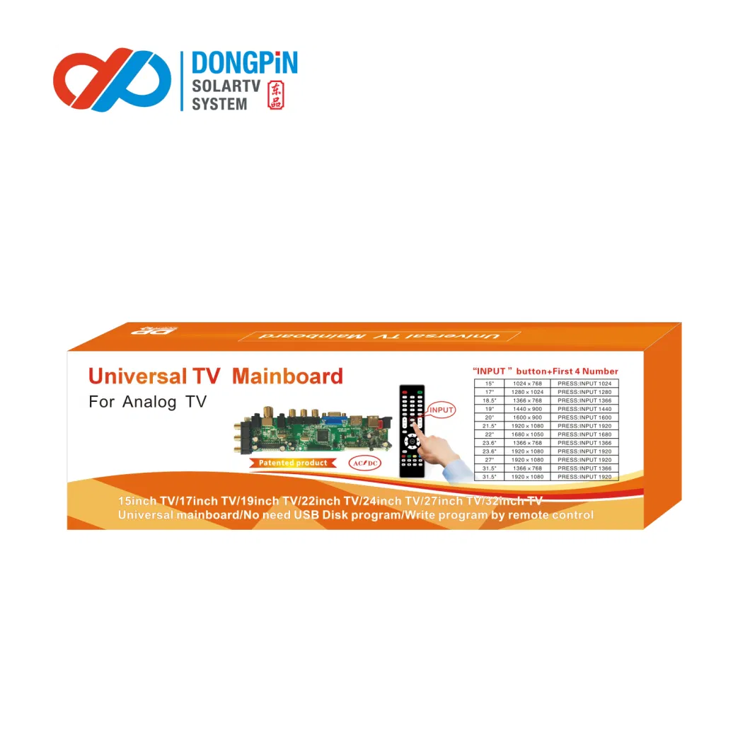 Universal TV Mainboard, 15-32 Inch No Need USB Update, by Remote, Patent No: Zl20*12062*037.2