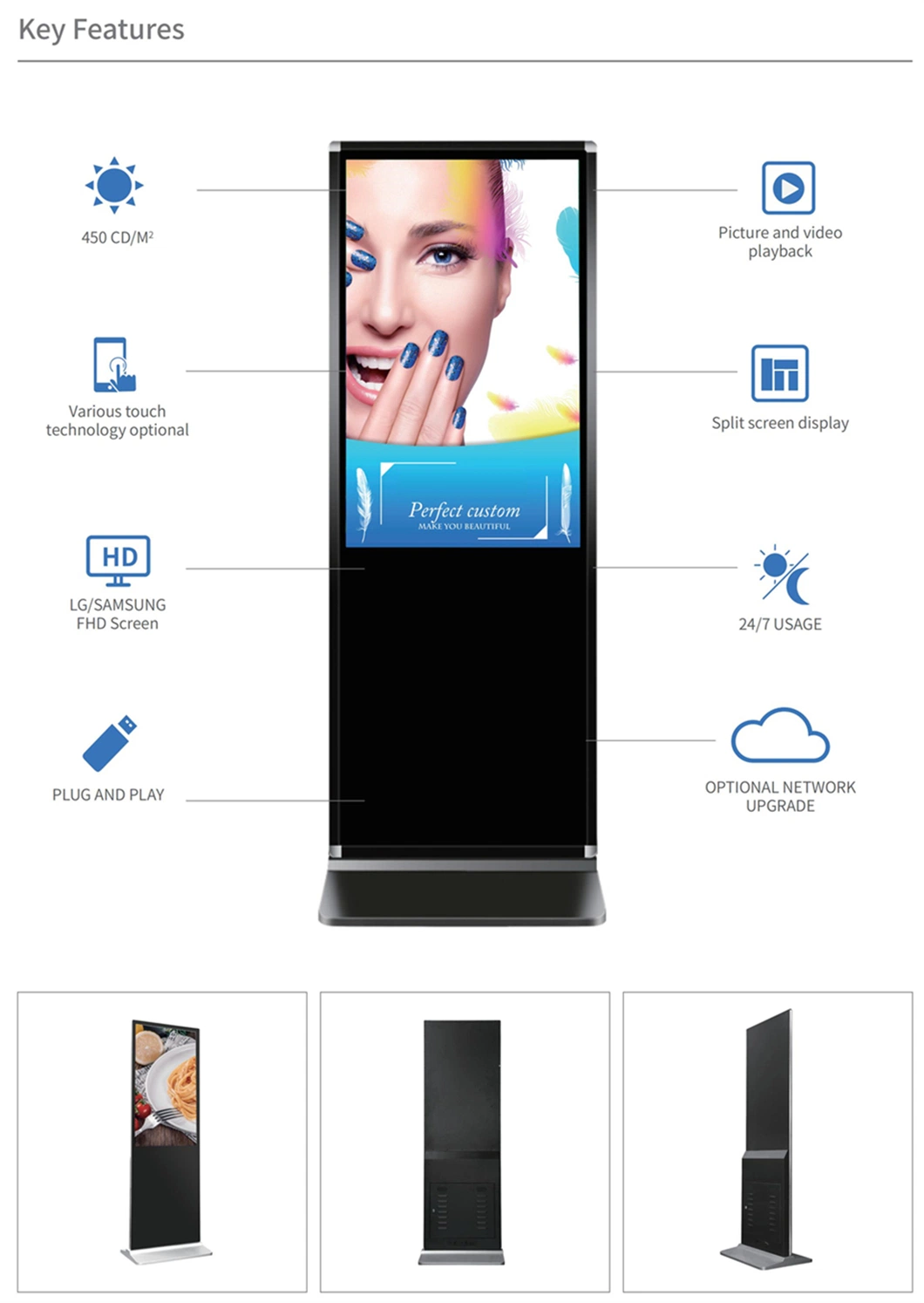 Factory 49 55 Inch Indoor Android Floor Standing LED Backlit Poster Totem LCD TV Advertising Screen Display Machine Price Kiosk Interactive Digital Signage