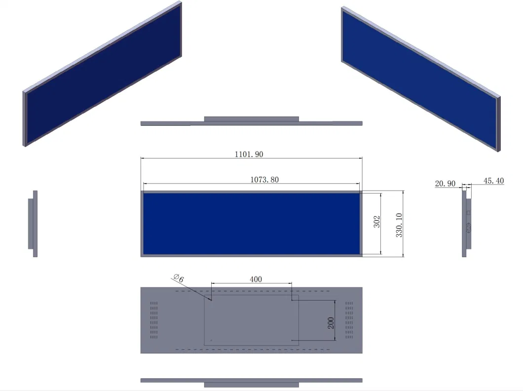 43.8 Inch 1100*330 LCD Ultra Narrow Bezel Aluminium Android Bar Display