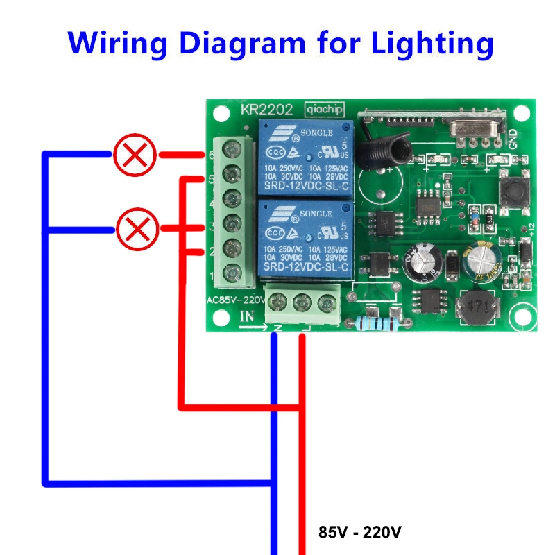 433MHz Universal Wireless Remote Control Switch AC 110V 220V 2CH Relay Receiver Module RF Remote Transmitter LED Light