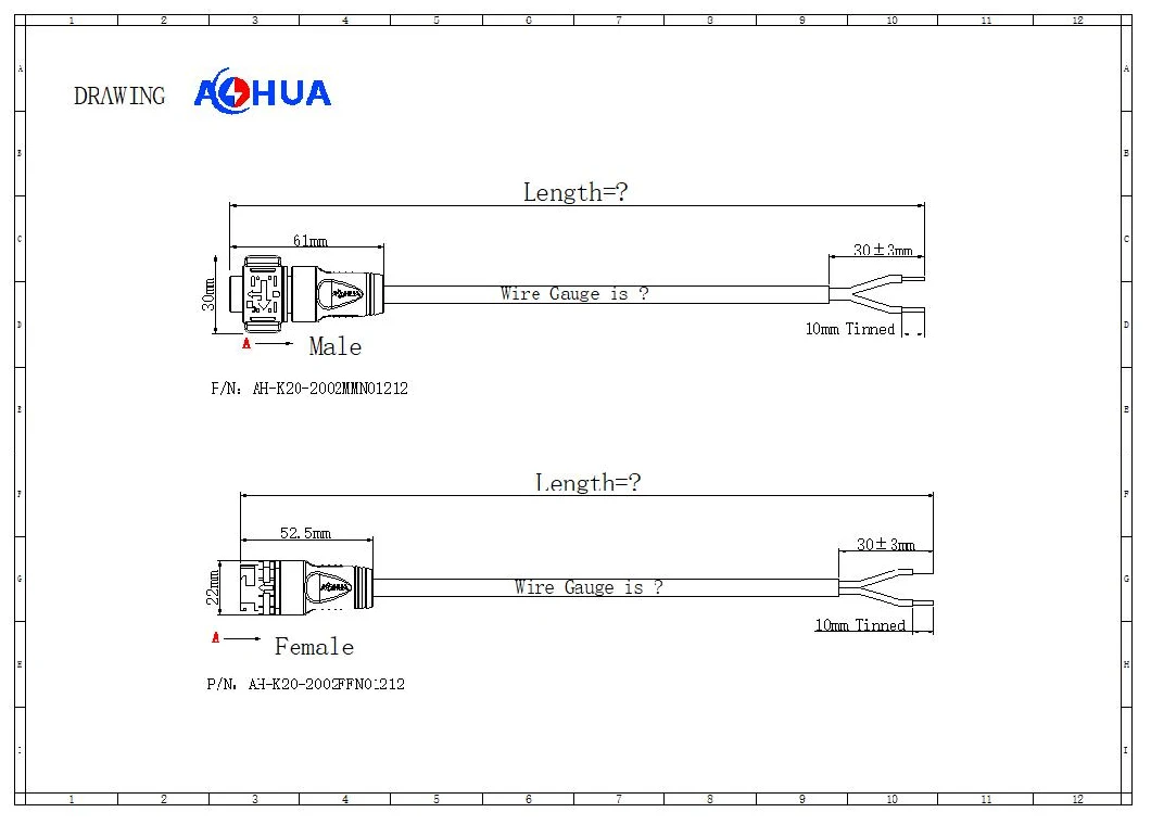 LED Road Lamp Modules Cable Layout Solution Slef-Lock Quick Connector K20 2 3 4 2+3pin Pre-Molded Male Female Socket with Cable IP67 LED Connector