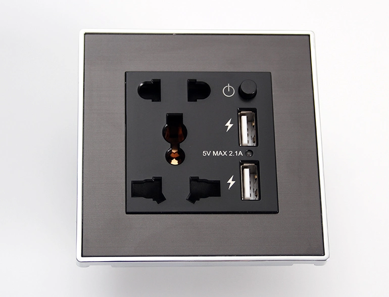 2 USB Charging Outlet Modular 3-Pin Universal + 2-Pin Wall Socket