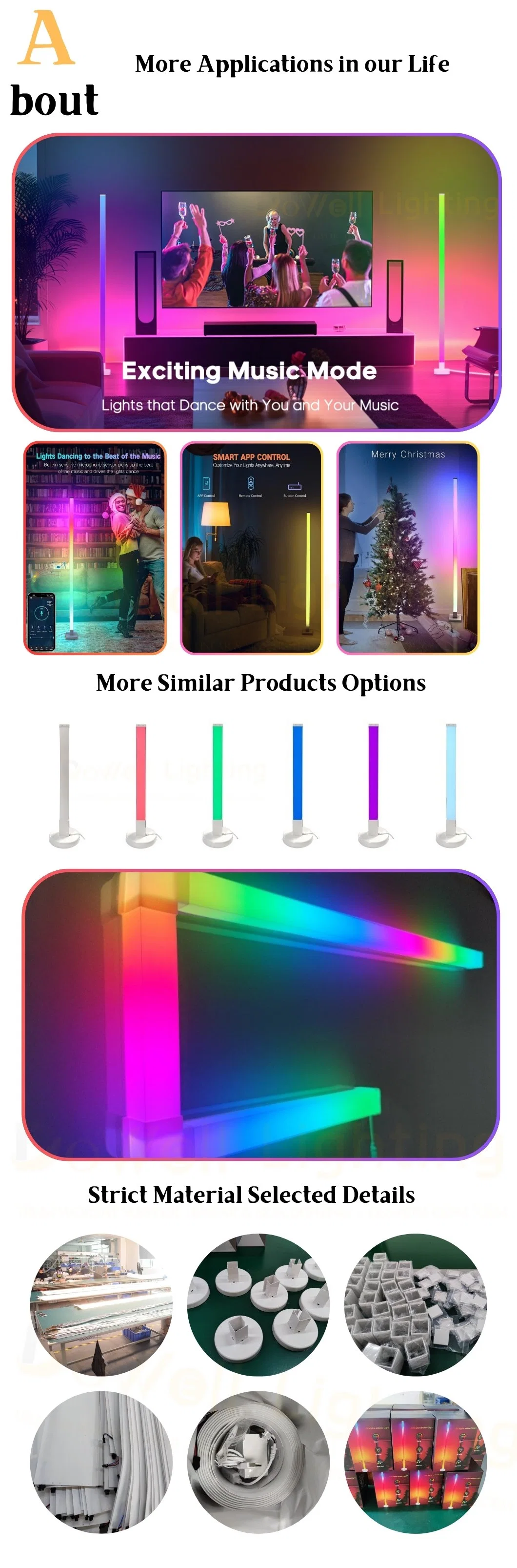 Custom RGBW Wholesale LED Color Changing Floor Lamp Digital LED Ambient Lights