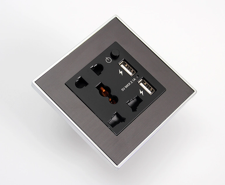 2 USB Charging Outlet Modular 3-Pin Universal + 2-Pin Wall Socket