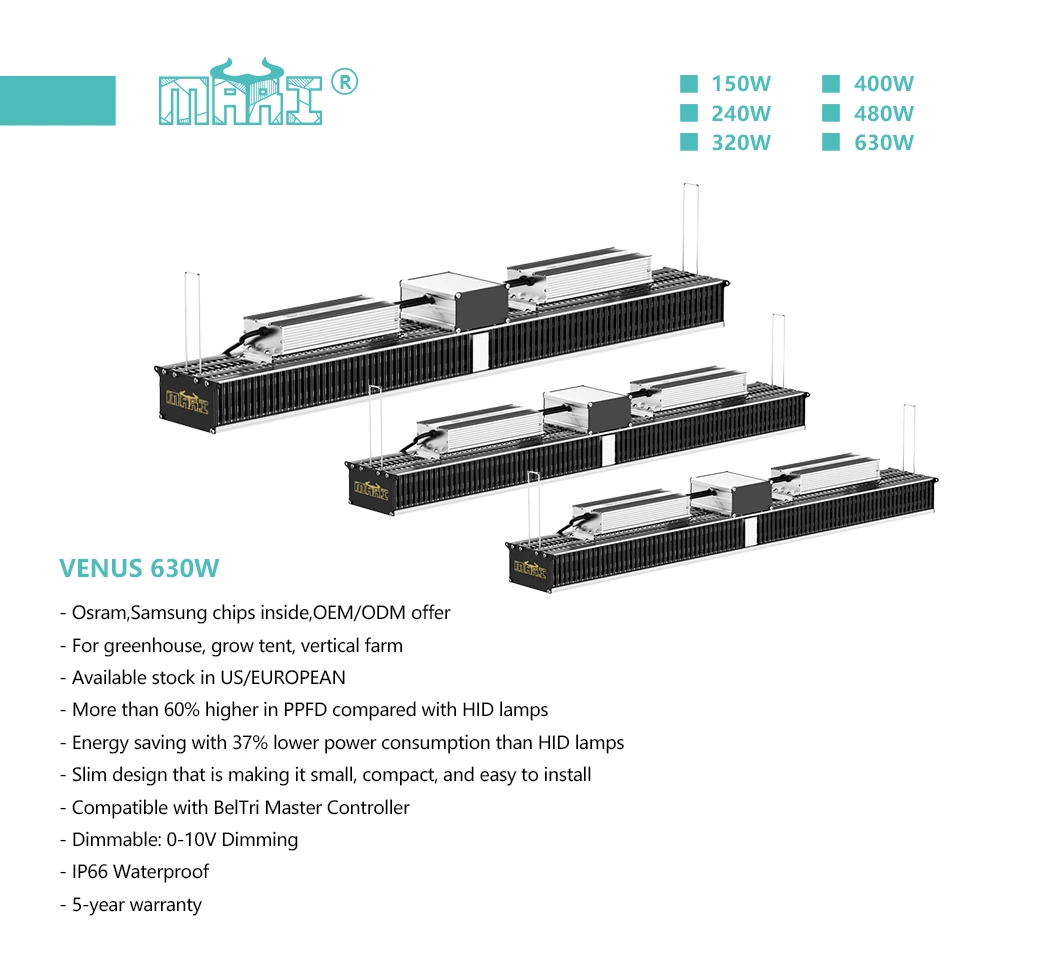 Venus 630W Full Spectrum Smart Controller Dimmable Shipping Samsung Chip 600W LED Grow Lighting for Greenhouse Grow Shop