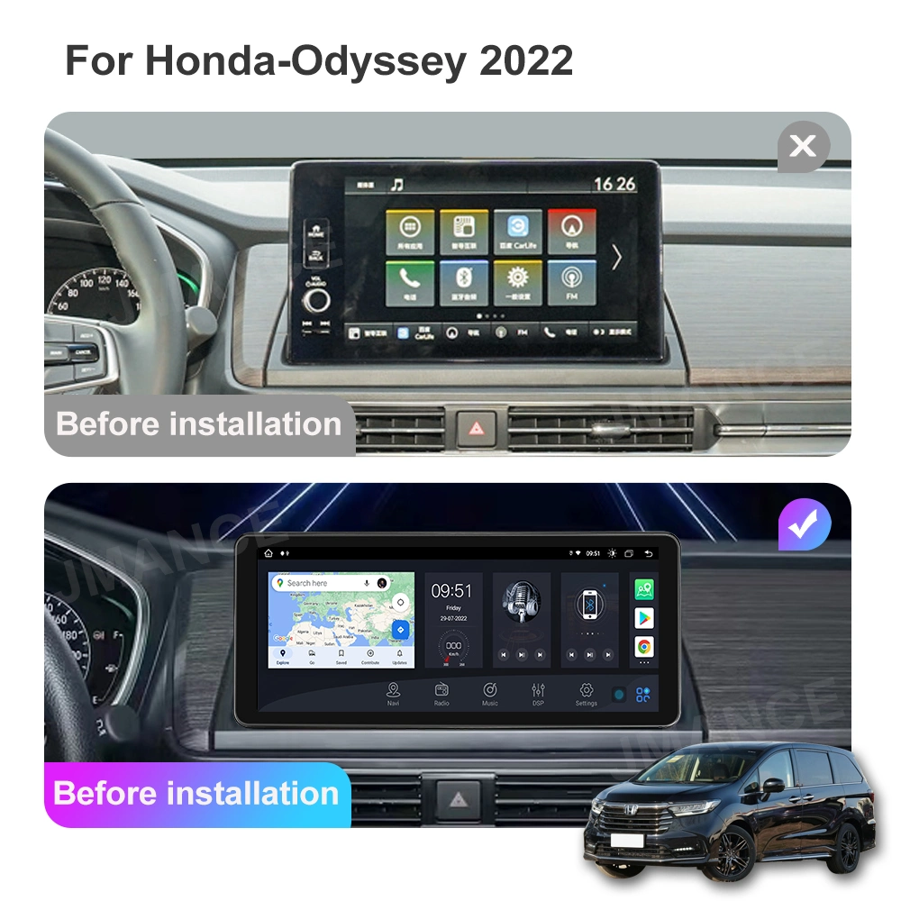 Jmance 12.3 Inch 4+64GB Car DVD Player Android 10.0 Bt5.0 Carplay for Honda-Odyssey 2022 Auto Navigation