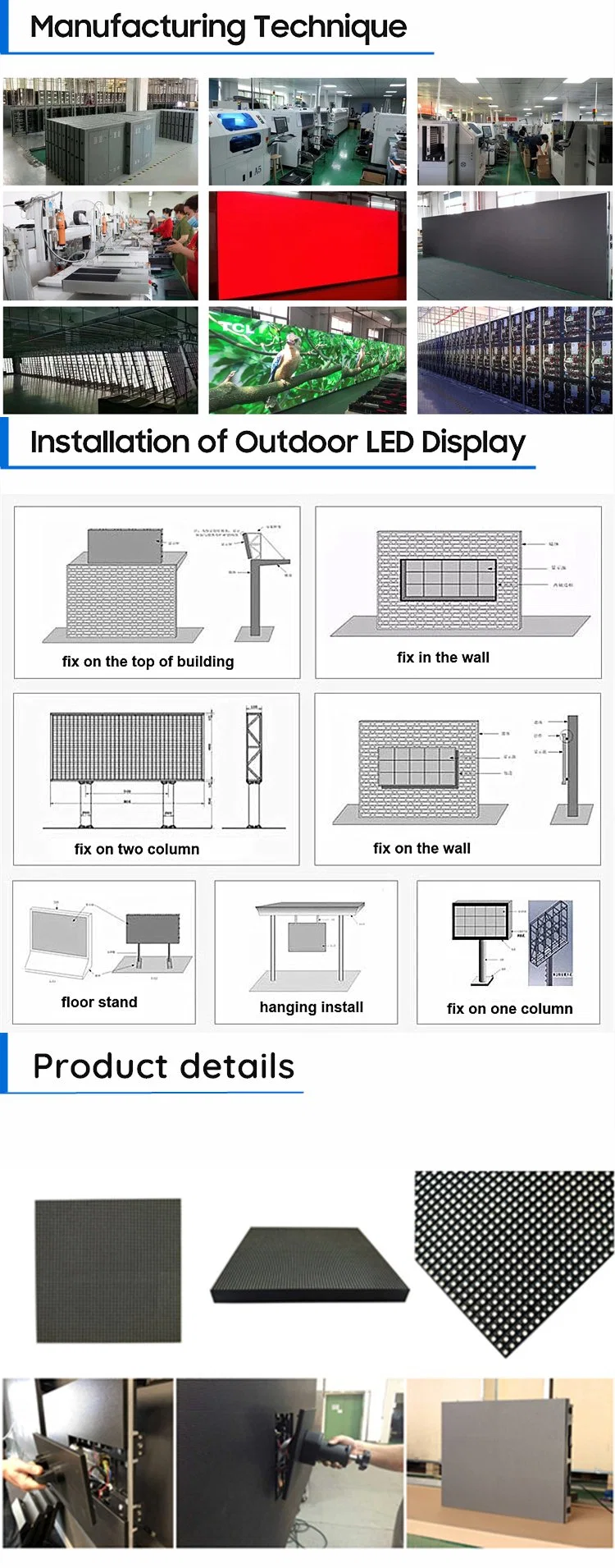 P2.5 P3.91 P4.81 P5 P6 P8 P10 Outdoor Full Color Digital 3D TV Advertising Panels Price Billboard Outdoor Video Wall Display Screen LED Module