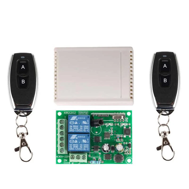 433MHz Universal Wireless Remote Control Switch AC 110V 220V 2CH Relay Receiver Module RF Remote Transmitter LED Light