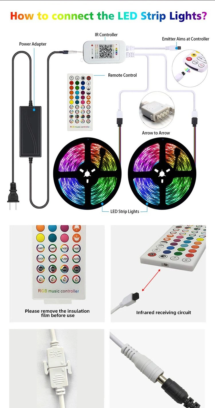 Drop Shipping 12V TV Background Light 5m 10m Smart APP WiFi Remote Control 30 60 120 LEDs Flexible LED RGB Strip Light Kit SMD 5050 2835