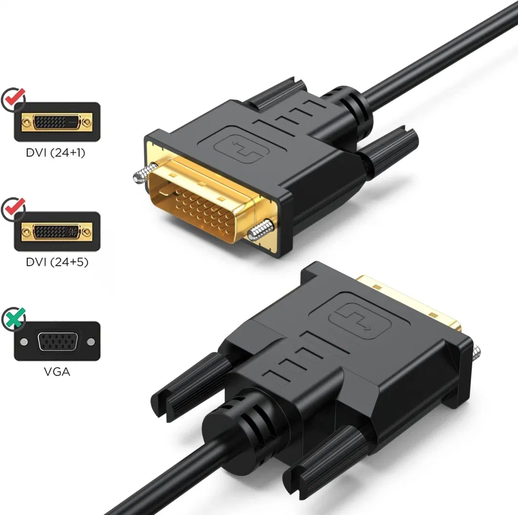 DVI to DVI-D 24+1 Cable Male to Male Digital Video Monitor Cable for HDTV, Gaming, Monitor, Projector