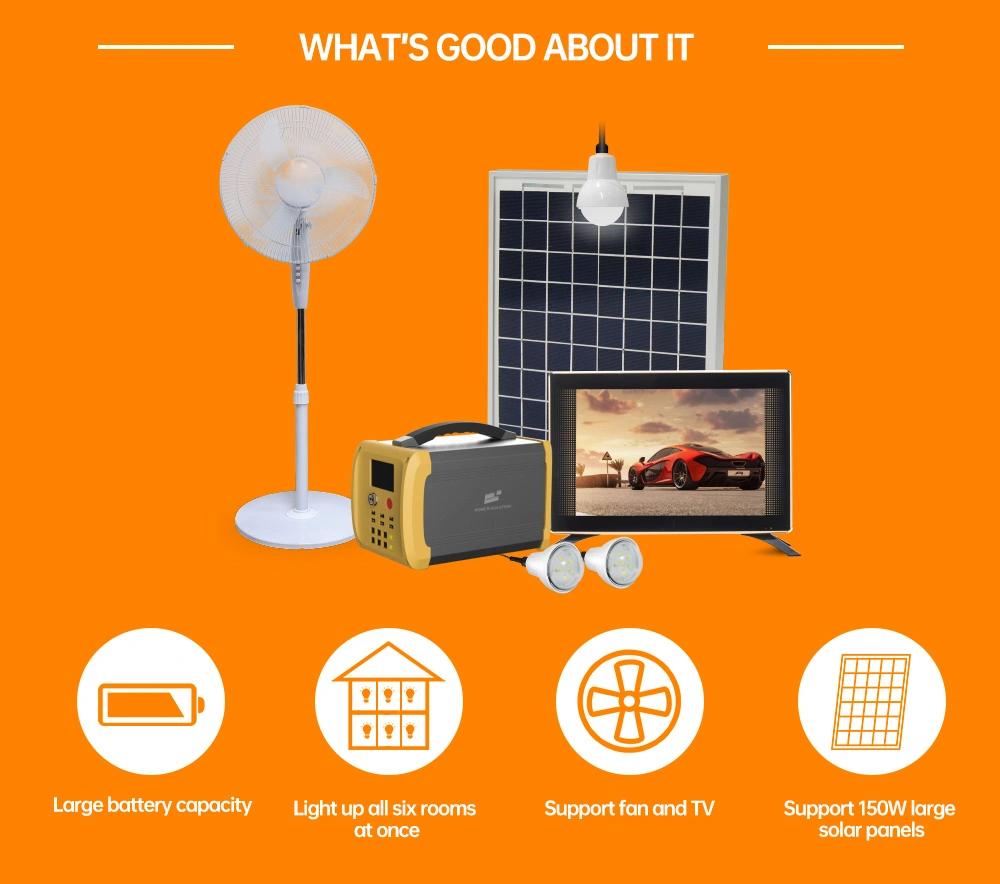 100 Watts 200W 500W Africa off Grid Portable Solar Home Generator System Kit with TV and Fan