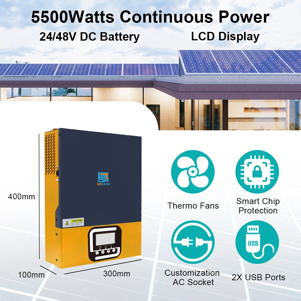 5.5kw All in One MPPT PV 500VDC 6000W Solar Inverter