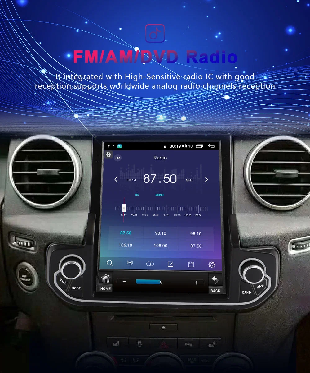 Android 11 for Land Rover Discovery 4 Car Radio Audio 2 DIN Android Stereo Receiver Vertical Stereo Video Multimedia DVD Player