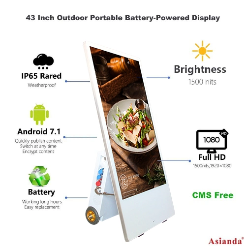 43 Inch Outdoor Battery Digital Signage