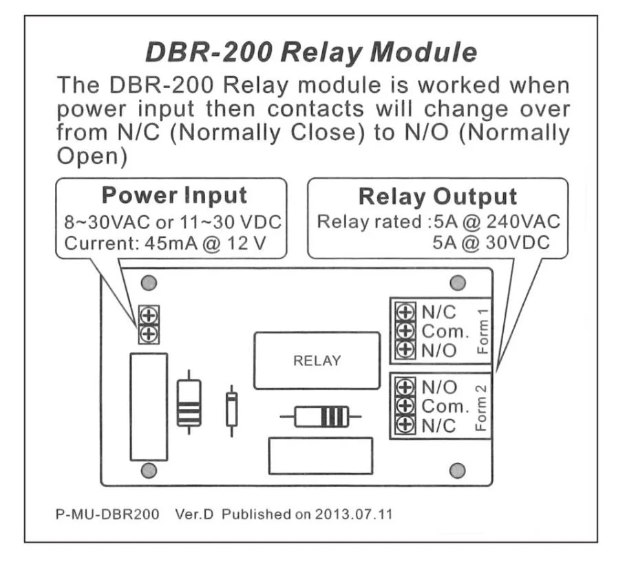 12 or 24V Input Relay Module for Power Surveillance