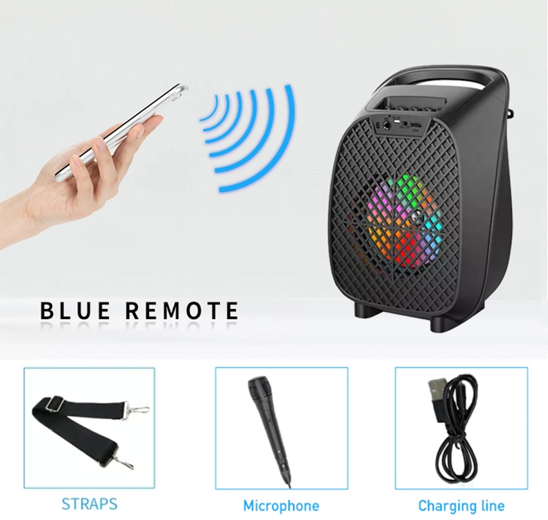 Factory Price 6.5 Inch Outdoor Wireless Speaker Subwoofer Sound LED Light Portable Karaoke Speaker