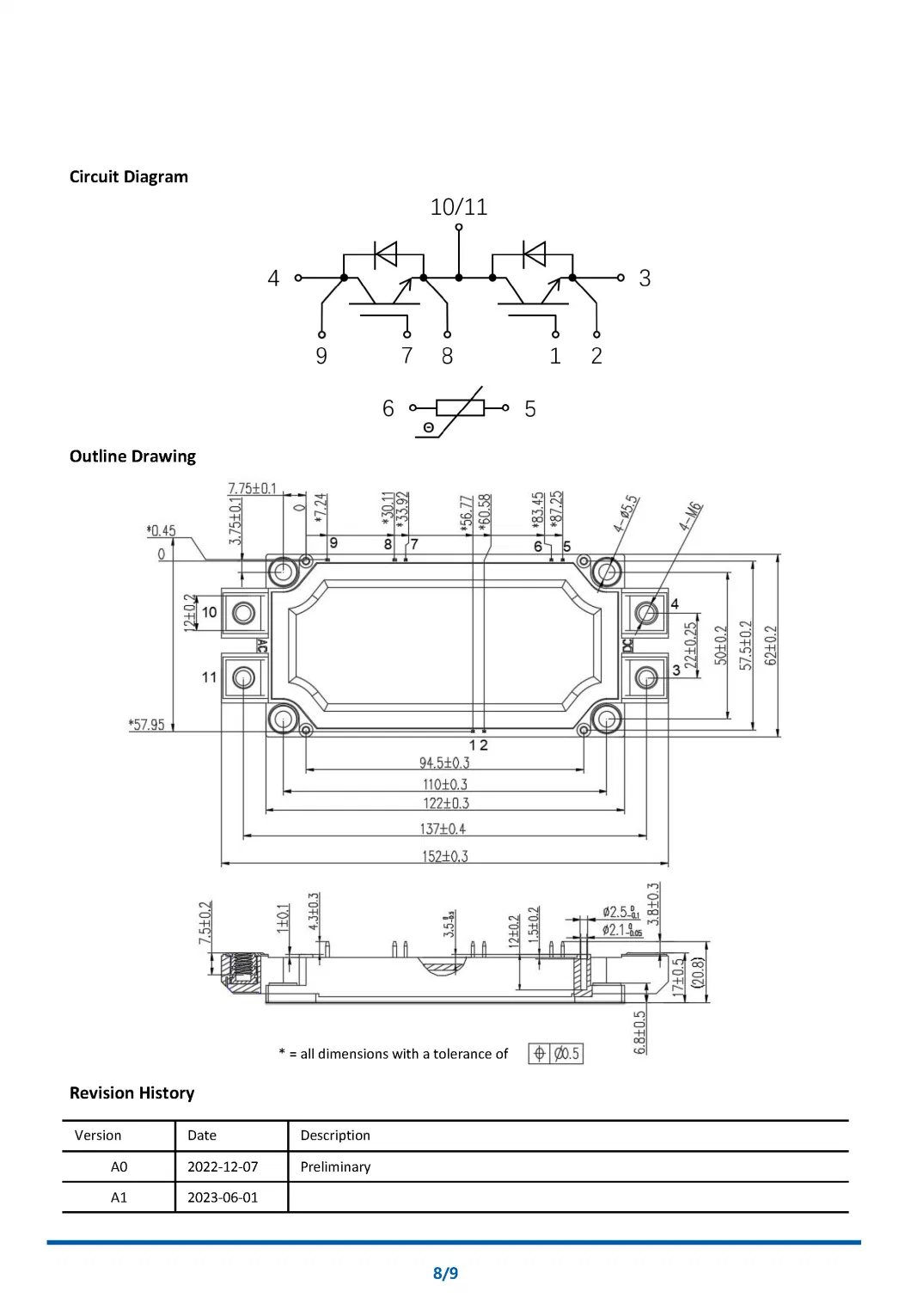 1200V 600A IGBT Module, E6 Package, with FWD and NTC High Short Circuit Capability Low Switching Loss NI600B12E6K4_D2