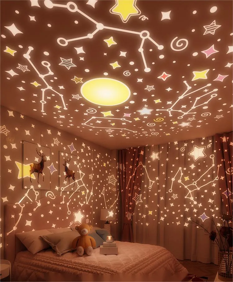 Romantic Cute Rabbit Deer Dreamy Rotating Projector Charging Bedroom Ambient Light