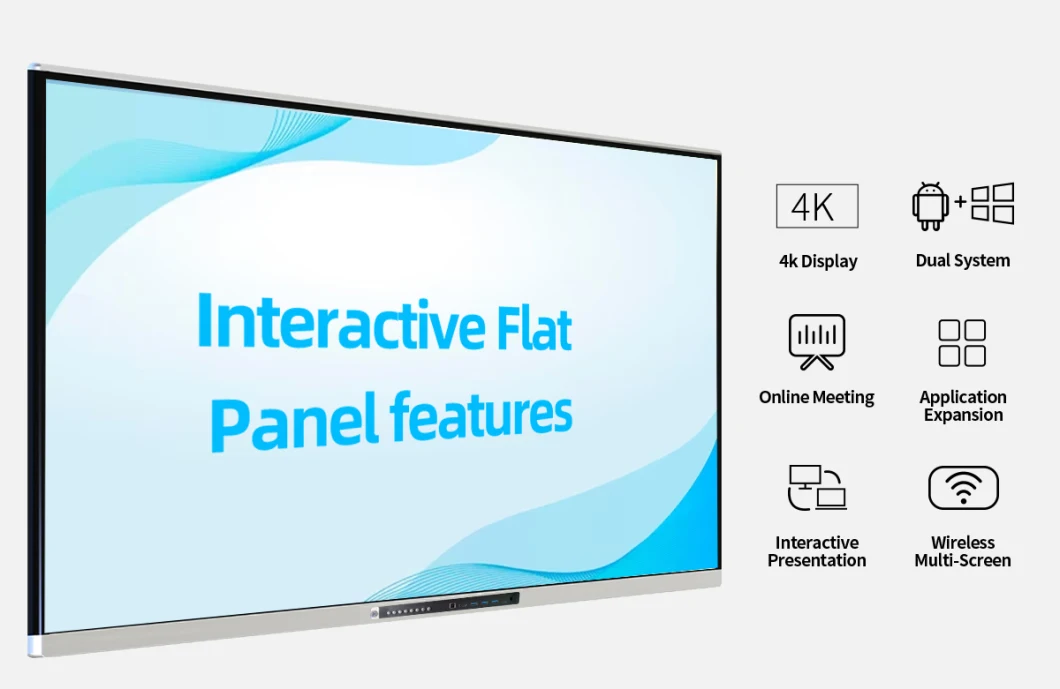 LED-TV Office Digital 4K Display 75&quot; Interactive-Flat-Panel Multi Touch Screen White Smartboard