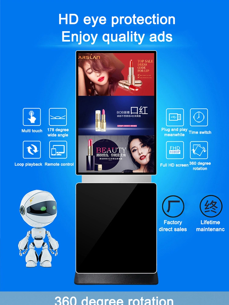 43 Inch Floor Standing Rotating Touch Screen Kiosk Digital LCD Advertising Display