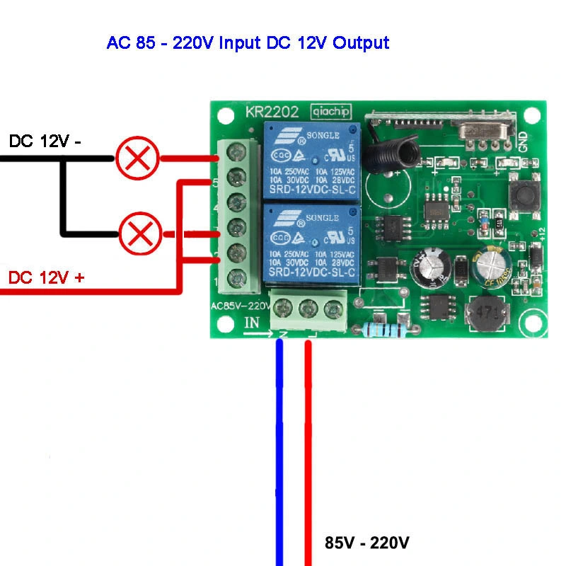 433MHz Universal Wireless Remote Control Switch AC 110V 220V 2CH Relay Receiver Module RF Remote Transmitter LED Light