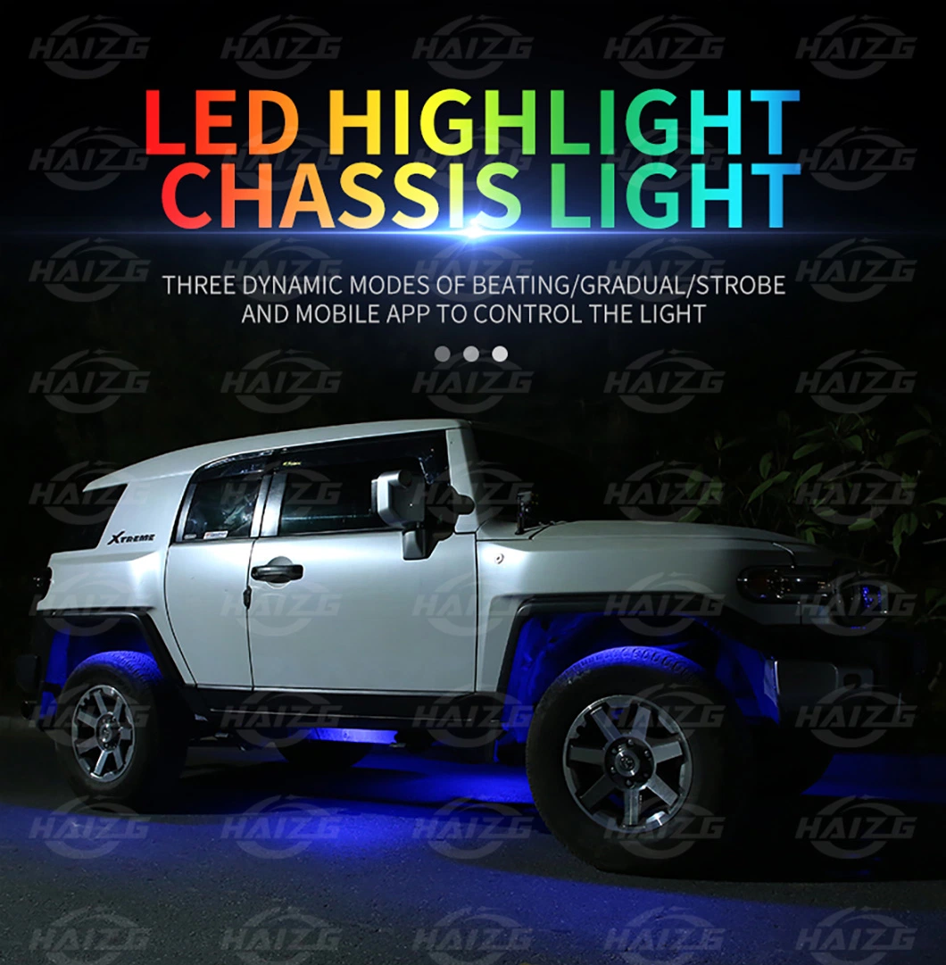 Haizg Car Ambient Lamp RGB APP Control 4PCS 6PCS 8PCS Underglow Rock Light Car Atmosphere Chassis Lights