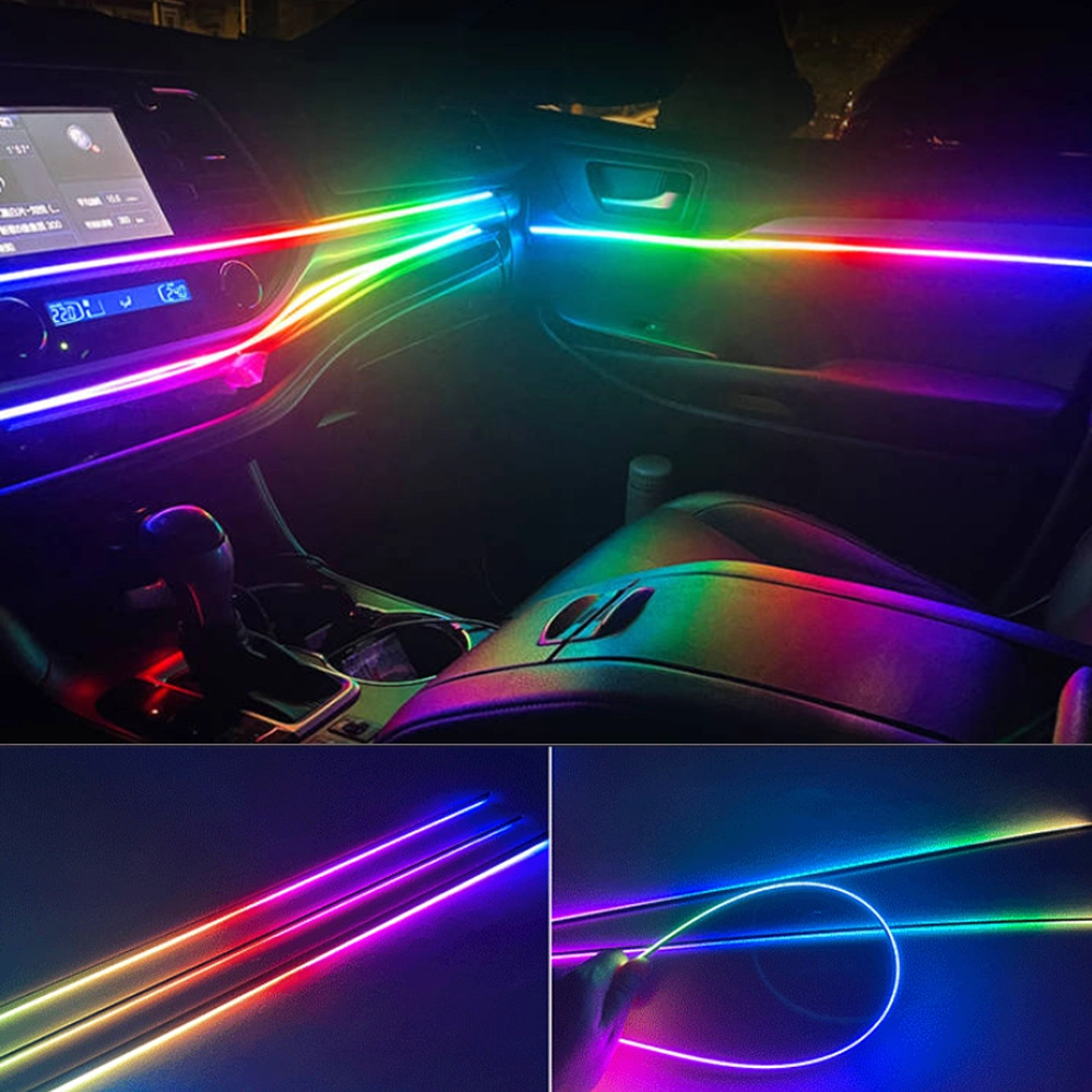 Wholesale 12V Voice for 22 in 1 Car Interior LED Guide Fiber Optic Symphony by APP Control Universal Acrylic Ambient Light Strip