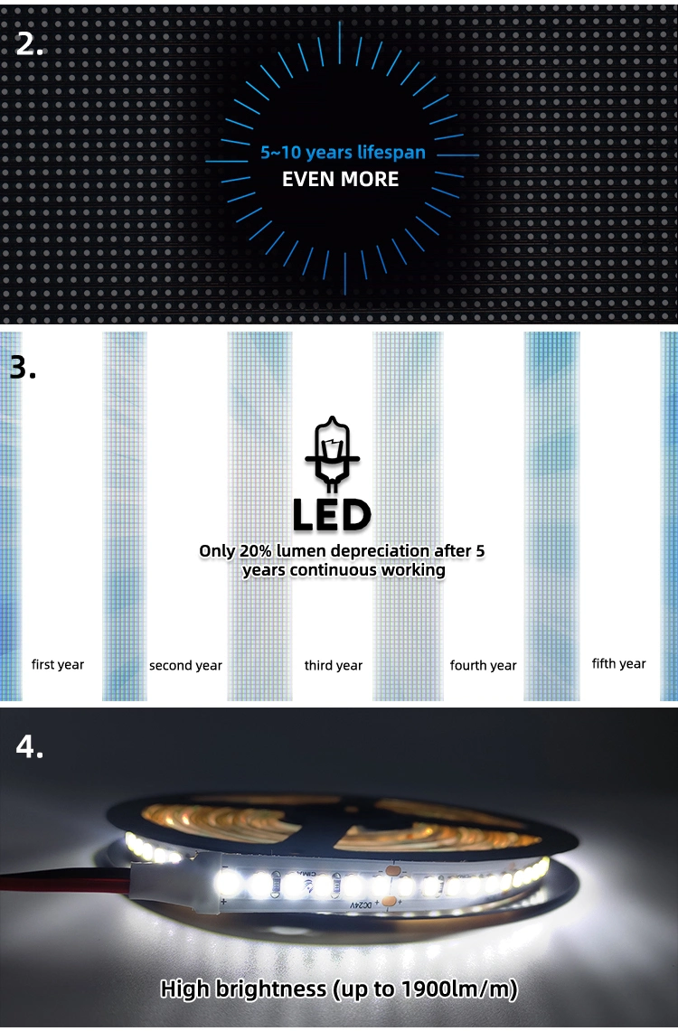 Provide High Quality DC24V SMD2835 6000K 120LEDs Per Meter LED Flexible Strip Light