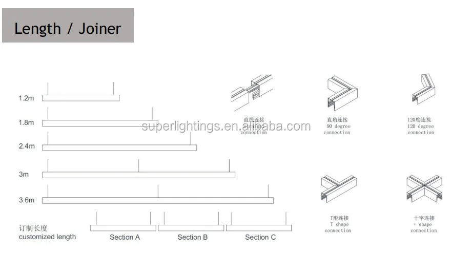 Linkable Linear Light Flexible Pendant Office LED Tube Lighting