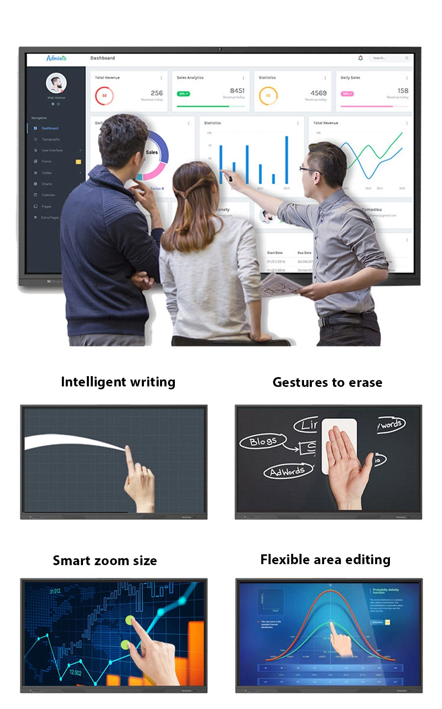 55-100inch Digital LCD Displays Touch Screen Computer Monitor TV Media Player Smart White Board