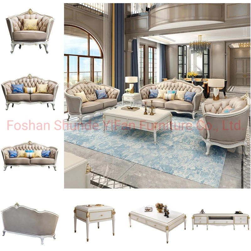 Living Room Furniture Luxury Sofa Set with Coffee Table and TV Stand Cabinet in Optional Couch Seat and Furnitures Color