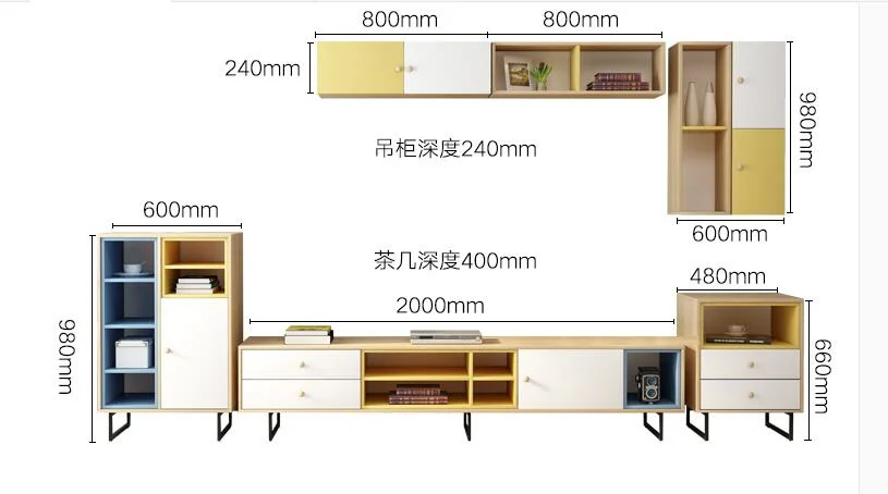 Melamine MDF Wooden Factory Prices Wooden Modern TV Stand and Coffee Table Set