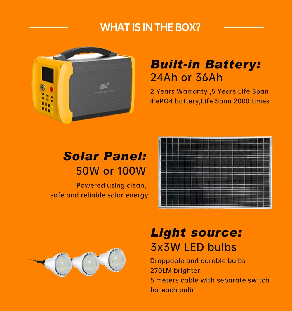 300W Large Power 50W Solar Panel Energy Generator Inverter System