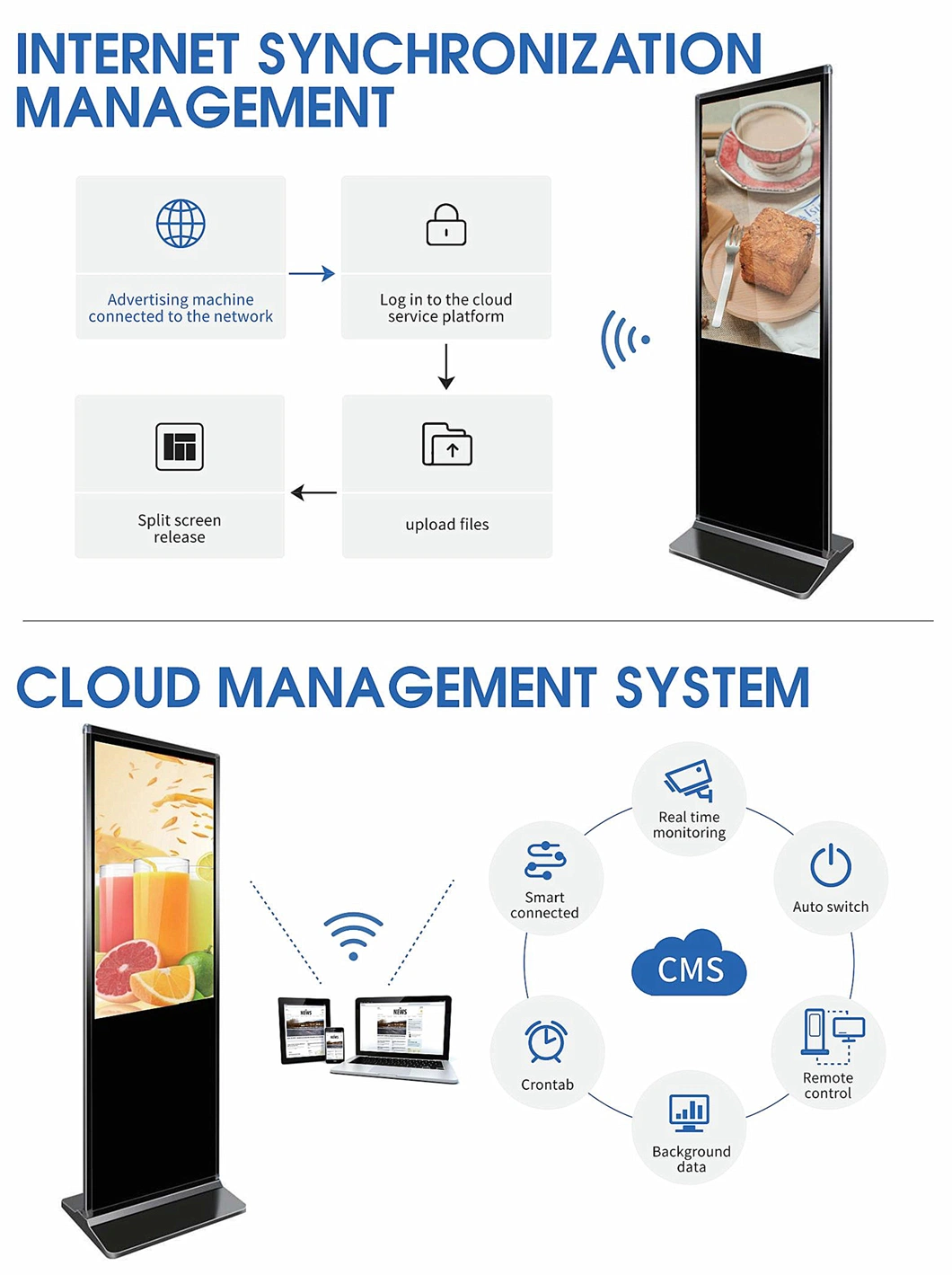 Floor Standing TV UHD 4K LCD Totem Board 42 43 55 65 Inch Vertical Advertising Display Interactive Touch Screen Digital Signage Kiosk Machine Price